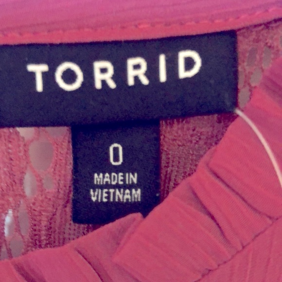 NWT Torrid Lace with Chiffon Overlay Blouse Size 0 (L12) - Picture 7 of 15